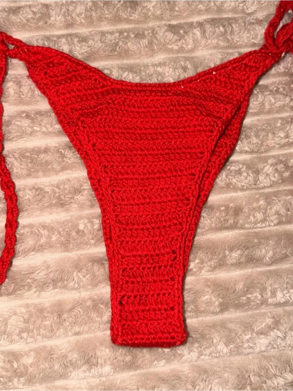 Red Watermelon Crochet Bikini Set - Women's Tie Side Swimwear